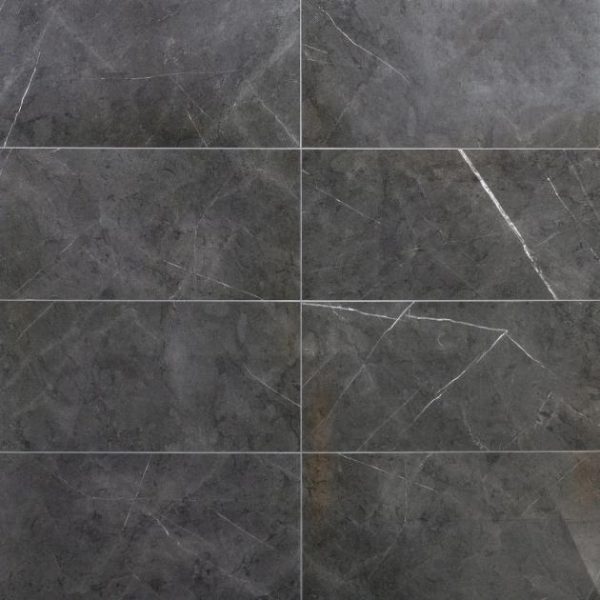 Floor Tiles | 1 sq. ft. Marble Tech Amani Gray 12×24 Polished Porcelain Tile Dark Gray Polished Bathroom Bathroom