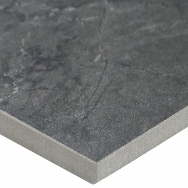 Floor Tiles | 1 sq. ft. Marble Tech Amani Gray 12×24 Polished Porcelain Tile Dark Gray Polished Bathroom Bathroom