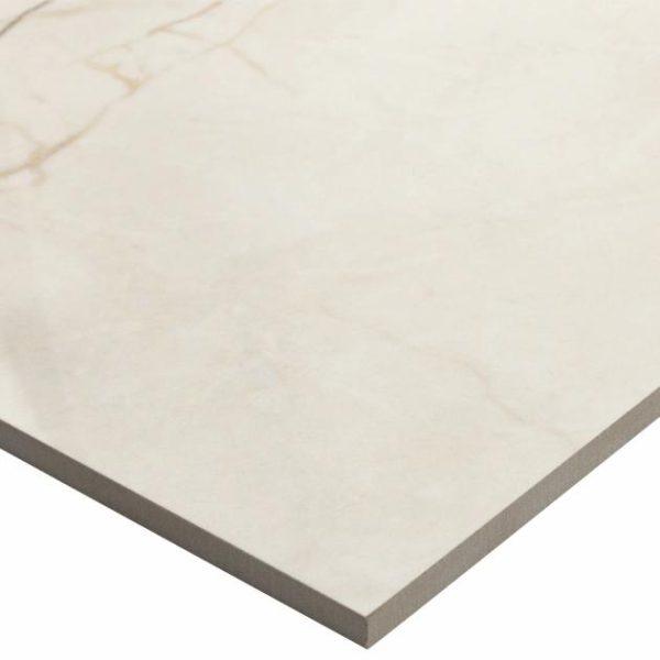 Floor Tiles | 1 sq. ft. Marble Tech Crema Avorio 24×24 Polished Porcelain Tile Creamy Ivory Polished Bathroom Bathroom