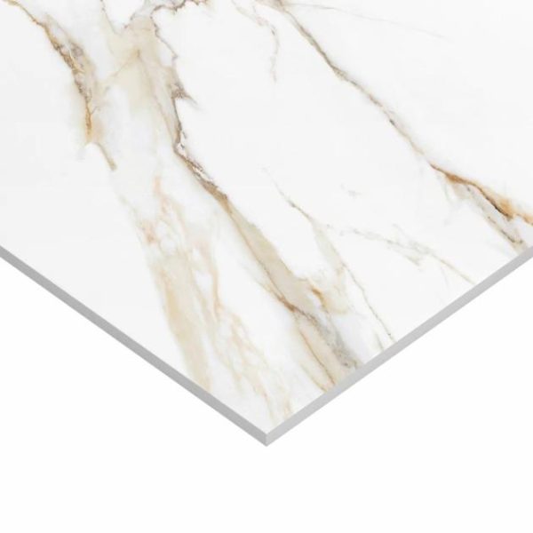 Floor Tiles | 1 sq. ft. Minera Aurora Gold 24×48 Marble Look Polished Porcelain Tile Aurora Gold Bathroom Aurora Gold