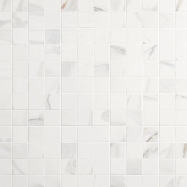 Floor Tiles | 1 sq. ft. Minera Aurora Gold 2×2 Marble Look Matte Mosaic Tile Aurora Gold Bathroom Aurora Gold