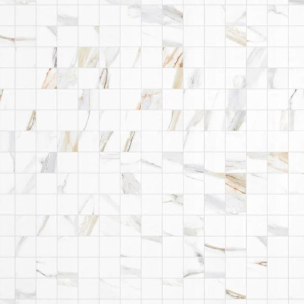 Floor Tiles | 1 sq. ft. Minera Aurora Gold 2×2 Marble Look Matte Mosaic Tile Aurora Gold Bathroom Aurora Gold