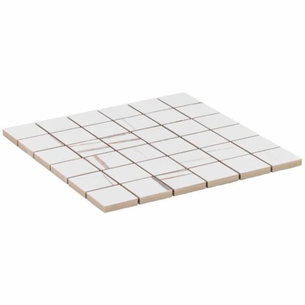 Floor Tiles | 1 sq. ft. Minera Sahara Blanco White 2×2 Marble Look Matte Mosaic Tile Blanco White Backsplash & Kitchen Backsplash & Kitchen