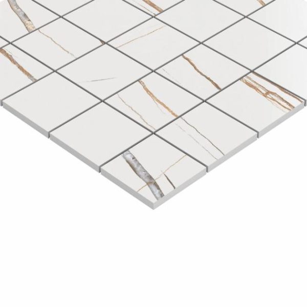 Floor Tiles | 1 sq. ft. Minera Sahara Blanco White 2×2 Marble Look Matte Mosaic Tile Blanco White Backsplash & Kitchen Backsplash & Kitchen