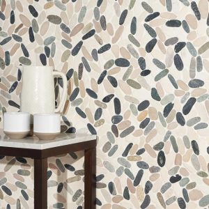 Floor Tiles | 1 sq. ft. Nature Oval Raja Blend Multicolor Pebble Honed Mosaic Tile Raja Blend Bathroom Bathroom