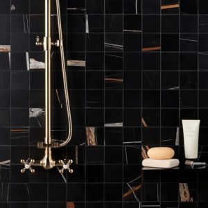 Floor Tiles | 1 sq. ft. Nero Dorato 3×3 Honed Marble Mosaic Tile 3X3 Backsplash & Kitchen 3X3