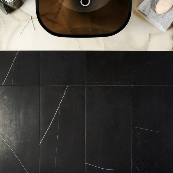 Floor Tiles | 1 sq. ft. Nero Marquina 12×24 Honed Marble Tile 12X24 Bathroom 12X24