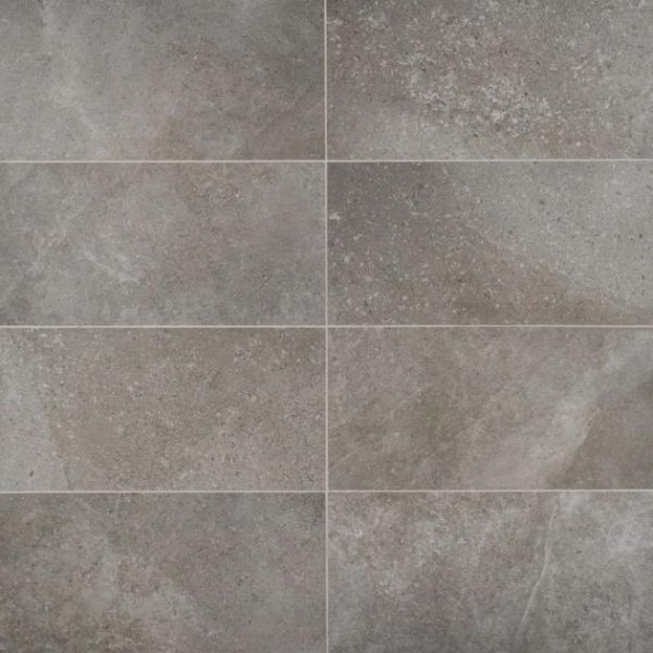 Floor Tiles | 1 sq. ft. New Rock Fossil Dark Gray 12×24 Limestone Look Matte Porcelain Tile Dark Gray Bathroom Bathroom