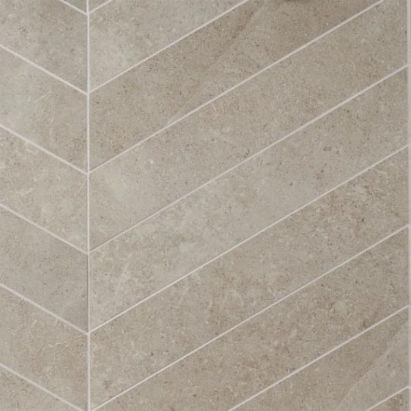 Floor Tiles | 1 sq. ft. New Rock Tortora Beige 4×21 Chevron Limestone Look Matte Porcelain Tile Beige Chevron Bathroom Bathroom