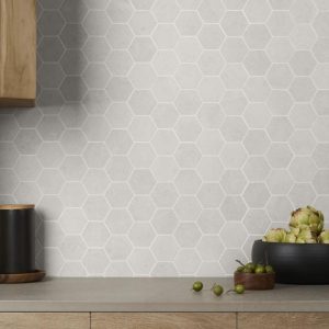 Floor Tiles | 1 sq. ft. New Rock Perla White 3″ Hex Limestone Look Matte Porcelain Mosaic Tile White Hex Backsplash & Kitchen Backsplash & Kitchen