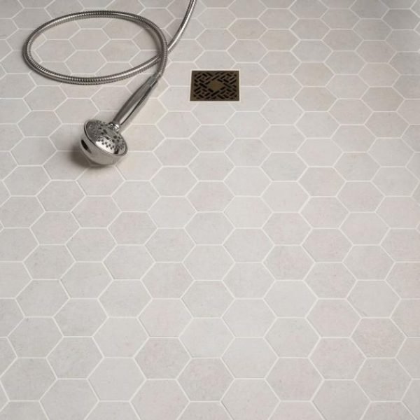 Floor Tiles | 1 sq. ft. New Rock Perla White 3″ Hex Limestone Look Matte Porcelain Mosaic Tile White Hex Backsplash & Kitchen Backsplash & Kitchen