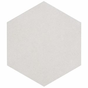 Floor Tiles | 1 sq. ft. Pergola White 12.5″ Hexagon Matte Porcelain Tile White Bathroom Bathroom