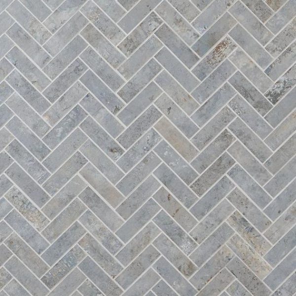 Floor Tiles | 1 sq. ft. Portrait Ocean Blue 1×4 Herringbone Matte Porcelain Mosaic Tile Ocean Backsplash & Kitchen Backsplash & Kitchen