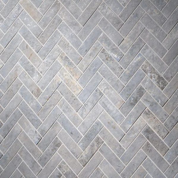 Floor Tiles | 1 sq. ft. Portrait Ocean Blue 1×4 Herringbone Matte Porcelain Mosaic Tile Ocean Backsplash & Kitchen Backsplash & Kitchen