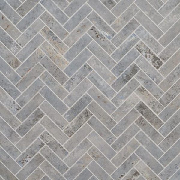 Floor Tiles | 1 sq. ft. Portrait Ocean Blue 1×4 Herringbone Matte Porcelain Mosaic Tile Ocean Backsplash & Kitchen Backsplash & Kitchen