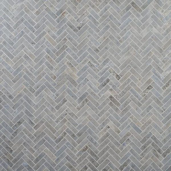 Floor Tiles | 1 sq. ft. Portrait Ocean Blue 1×4 Herringbone Matte Porcelain Mosaic Tile Ocean Backsplash & Kitchen Backsplash & Kitchen