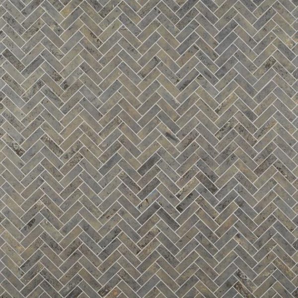 Floor Tiles | 1 sq. ft. Portrait Sage Gray 1×4 Herringbone Matte Porcelain Mosaic Tile Sage Backsplash & Kitchen Backsplash & Kitchen