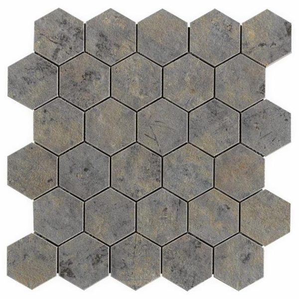 Floor Tiles | 1 sq. ft. Portrait Sage Gray 2″ Hexagon Matte Porcelain Mosaic Tile Sage Bathroom Bathroom