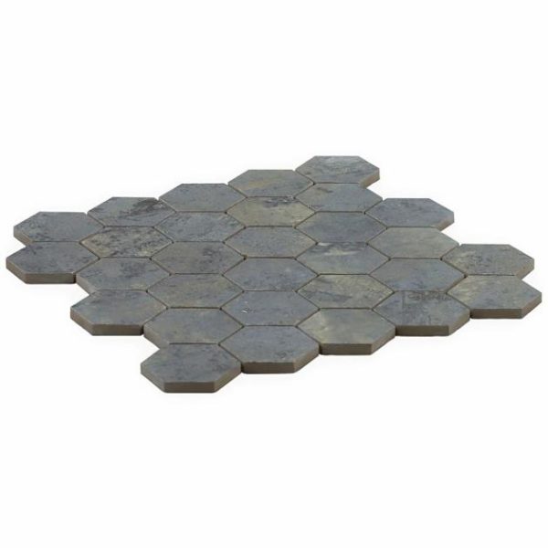 Floor Tiles | 1 sq. ft. Portrait Sage Gray 2″ Hexagon Matte Porcelain Mosaic Tile Sage Bathroom Bathroom