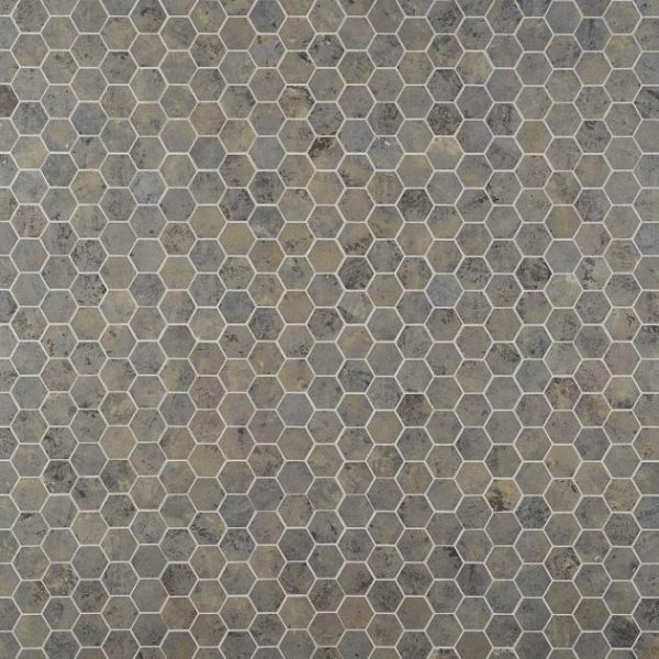 Floor Tiles | 1 sq. ft. Portrait Sage Gray 2″ Hexagon Matte Porcelain Mosaic Tile Sage Bathroom Bathroom