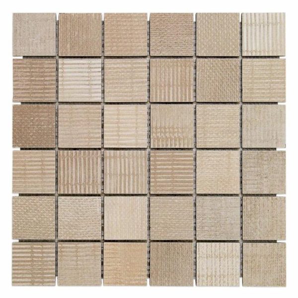 Floor Tiles | 1 sq. ft. Ristretto Sand Beige 2×2 Matte Porcelain Mosaic Tile Sand Bathroom Bathroom