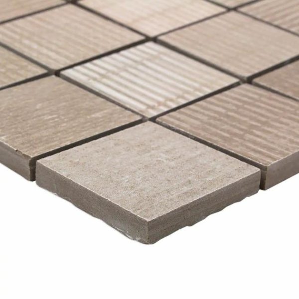 Floor Tiles | 1 sq. ft. Ristretto Sand Beige 2×2 Matte Porcelain Mosaic Tile Sand Bathroom Bathroom