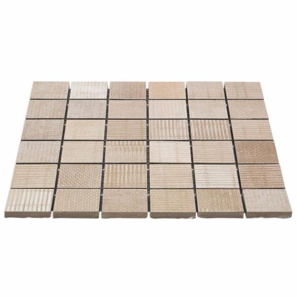 Floor Tiles | 1 sq. ft. Ristretto Sand Beige 2×2 Matte Porcelain Mosaic Tile Sand Bathroom Bathroom