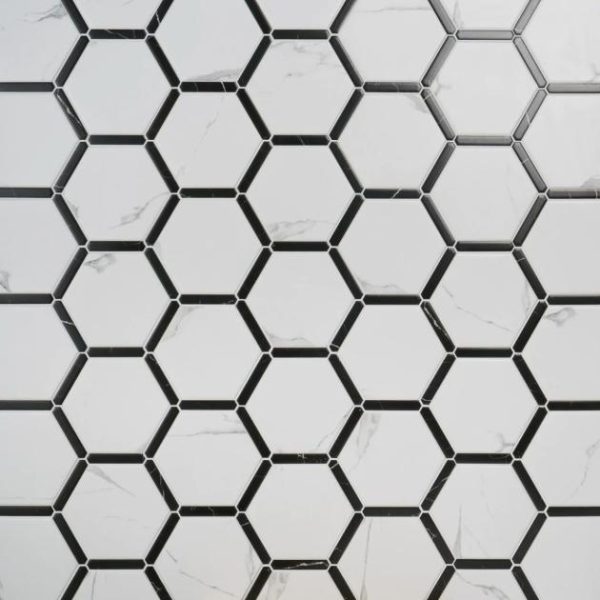 Floor Tiles | 1 sq. ft. Sagon Bianco White 9″ Hexagon Matte Porcelain Tile Bianco White Bathroom Bathroom