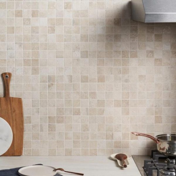 Floor Tiles | 1 sq. ft. Seville Pergamo Beige 2×2 Travertine Look Matte Porcelain Mosaic Tile Pergamo Backsplash & Kitchen Backsplash & Kitchen