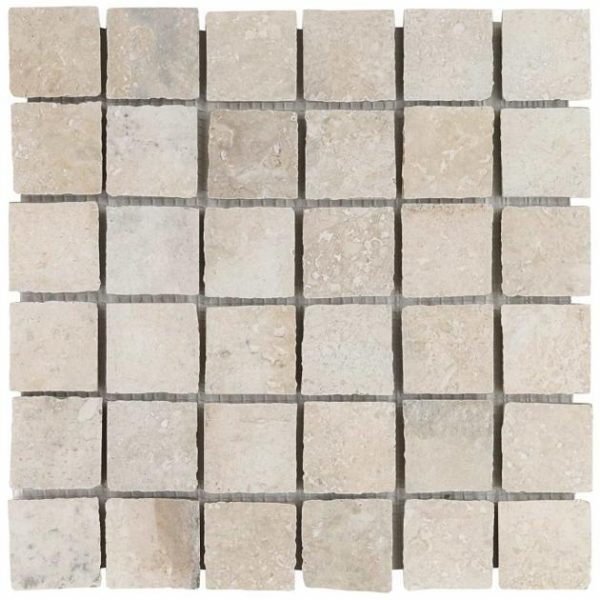 Floor Tiles | 1 sq. ft. Seville Pergamo Beige 2×2 Travertine Look Matte Porcelain Mosaic Tile Pergamo Backsplash & Kitchen Backsplash & Kitchen