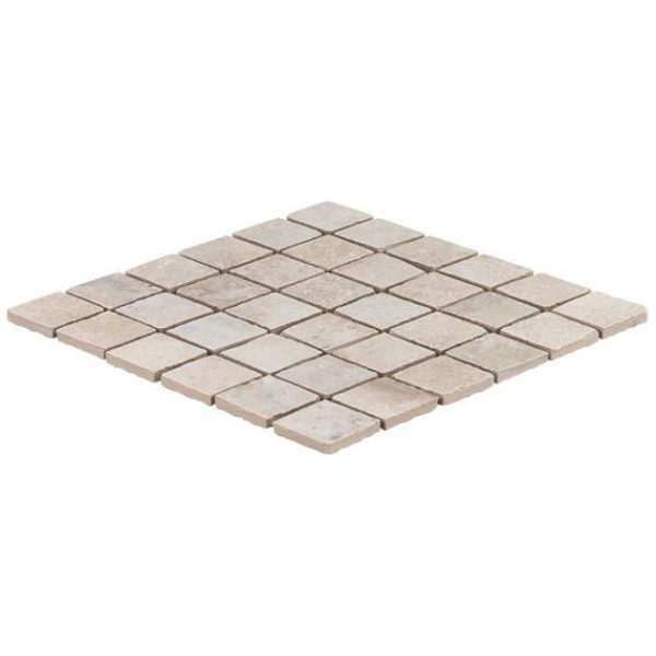 Floor Tiles | 1 sq. ft. Seville Pergamo Beige 2×2 Travertine Look Matte Porcelain Mosaic Tile Pergamo Backsplash & Kitchen Backsplash & Kitchen