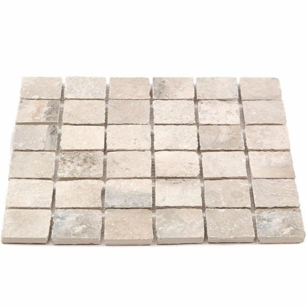 Floor Tiles | 1 sq. ft. Seville Pergamo Beige 2×2 Travertine Look Matte Porcelain Mosaic Tile Pergamo Backsplash & Kitchen Backsplash & Kitchen