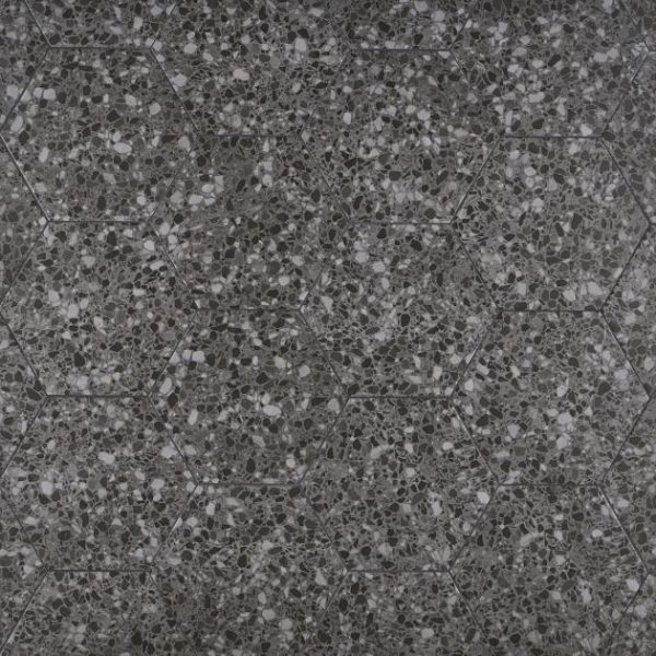 Floor Tiles | 1 sq. ft. Six Hexagon Graphite Gray 12.5″ Terrazzo Look Matte Porcelain Tile Graphite Bathroom Bathroom