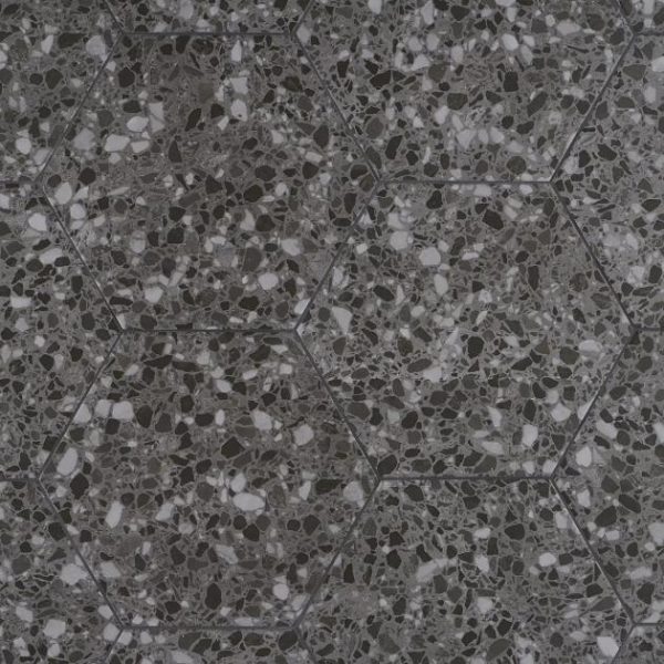 Floor Tiles | 1 sq. ft. Six Hexagon Graphite Gray 12.5″ Terrazzo Look Matte Porcelain Tile Graphite Bathroom Bathroom