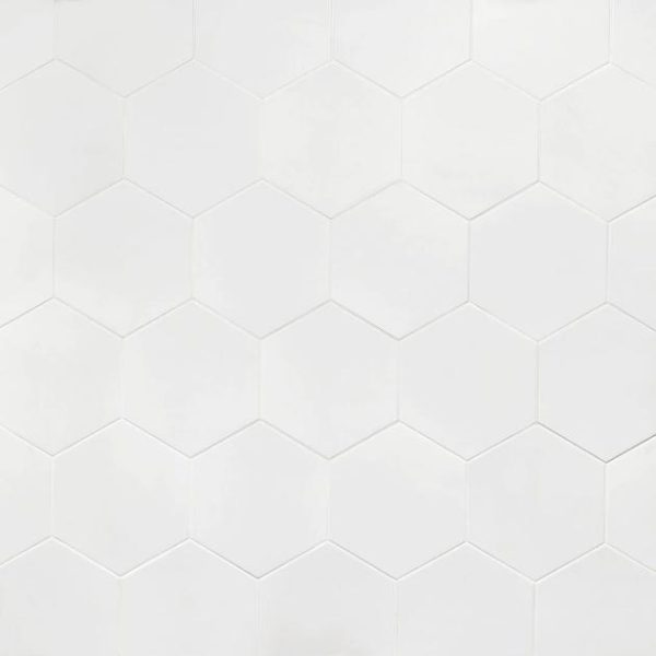 Floor Tiles | 1 sq. ft. Symetro Hexagon White 10″ Matte Porcelain Tile White Matte Bathroom Bathroom