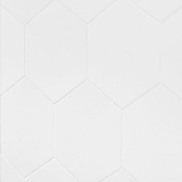 Floor Tiles | 1 sq. ft. Symetro Hexagon White 10″ Matte Porcelain Tile White Matte Bathroom Bathroom