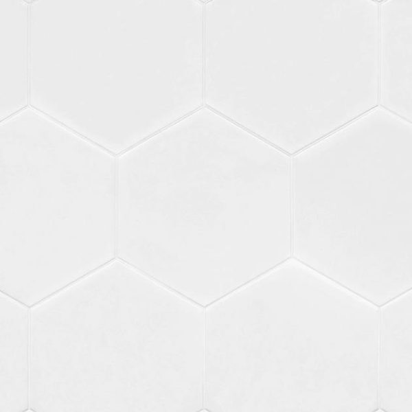 Floor Tiles | 1 sq. ft. Symetro Hexagon White 10″ Matte Porcelain Tile White Matte Bathroom Bathroom