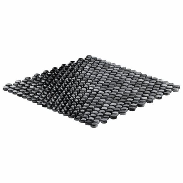 Floor Tiles | 1 sq. ft. Zoe Nero 1/2″ Circle Polished Black Glass Mosaic Tile Nero Backsplash & Kitchen Backsplash & Kitchen