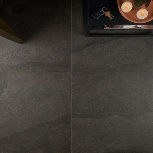 Large Wall | 1 sq. ft. Acadia Charcoal Black 24×24 Limestone Look Matte Porcelain Tile Charcoal Black Bathroom Bathroom