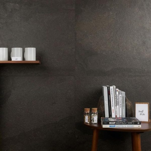 Large Wall | 1 sq. ft. Acadia Charcoal Black 24×24 Limestone Look Matte Porcelain Tile Charcoal Black Bathroom Bathroom