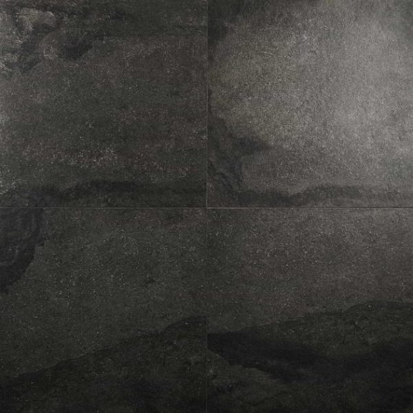 Large Wall | 1 sq. ft. Acadia Charcoal Black 24×24 Limestone Look Matte Porcelain Tile Charcoal Black Bathroom Bathroom