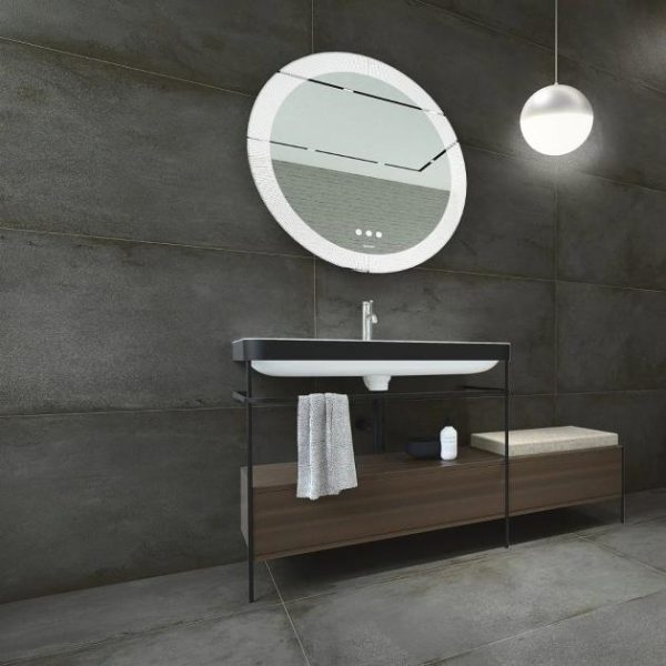 Large Wall | 1 sq. ft. Angela Harris Flatiron Graphite 24×48 Semi-Polished Porcelain Tile Graphite Semi-Polished Bathroom Bathroom