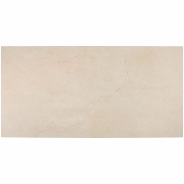 Large Wall | 1 sq. ft. Basic Marble Crema Marfil Beige 24×48 Satin Porcelain Tile Bathroom Bathroom