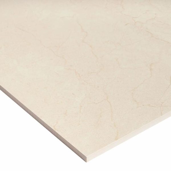 Large Wall | 1 sq. ft. Basic Marble Crema Marfil Beige 24×48 Satin Porcelain Tile Bathroom Bathroom