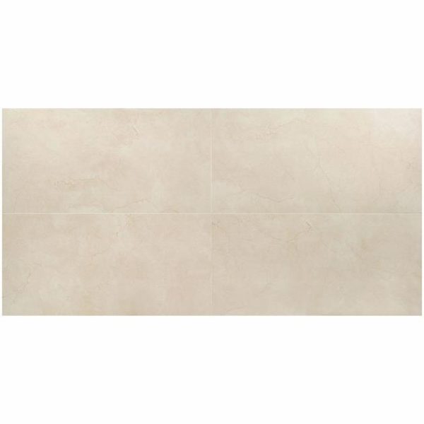 Large Wall | 1 sq. ft. Basic Marble Crema Marfil Beige 24×48 Satin Porcelain Tile Bathroom Bathroom