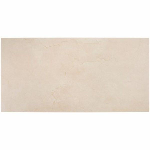 Large Wall | 1 sq. ft. Basic Marble Crema Marfil Beige 24×48 Satin Porcelain Tile Bathroom Bathroom