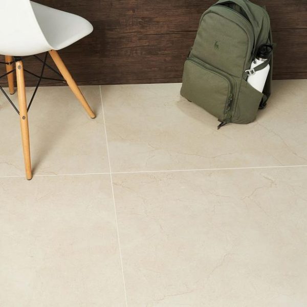 Large Wall | 1 sq. ft. Basic Marble Crema Marfil Beige 24×48 Satin Porcelain Tile Bathroom Bathroom