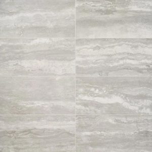 Large Wall | 1 sq. ft. Basic Travertine Silver 12×24 Matte Porcelain Tile Silver Bathroom Bathroom