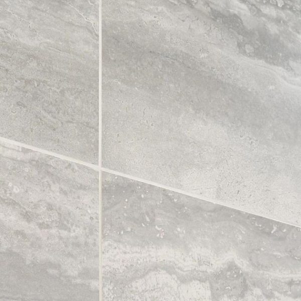 Large Wall | 1 sq. ft. Basic Travertine Silver 12×24 Matte Porcelain Tile Silver Bathroom Bathroom