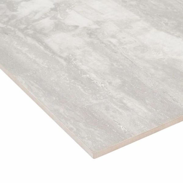 Large Wall | 1 sq. ft. Basic Travertine Silver 12×24 Matte Porcelain Tile Silver Bathroom Bathroom